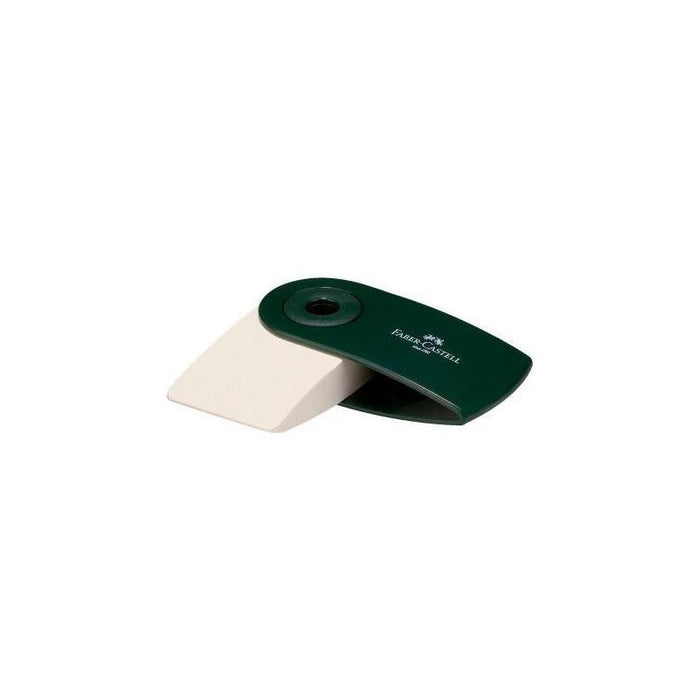 Pack De 12 Unidades Faber Castell Goma De Borrar Sleeve Con Funda Verde