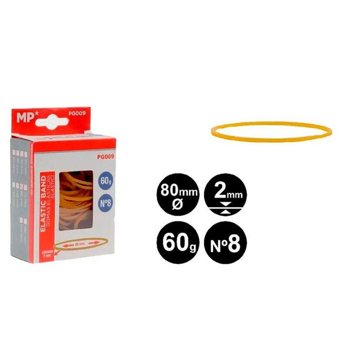 Pack De 12 Unidades - Gomas Elásticas, Nº 8, Ø80 X 2 Mm, 60 G, Blister