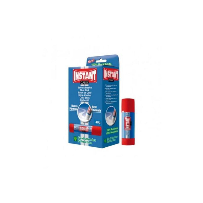 Pack De 12 Unidades Instant Classic Barra De Pegamento 40grs - Apto Para Uso Infantil Y/O Domestico - Lavable - Sin