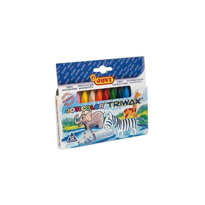 Pack De 12 Unidades Jovi Ceras Jovicolor Triwax 82mm Colores Surtidos Estuche 12 Ud