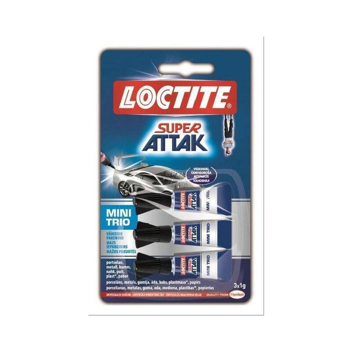 Pack De 12 Unidades Loctite Super Attak Mini Trio Adhesivo Instantáneo 3x1g