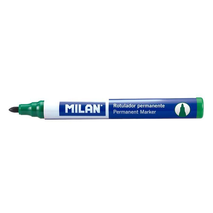 Pack De 12 Unidades Milan Rotuladores Permanentes Con Punta Redonda - Punta 4 Mm - Tinta A Base De Alcohol - Color Verde