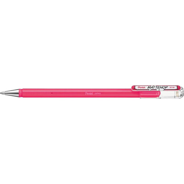 Pack De 12 Unidades Pentel Mattehop Boligrafo De Bola - Punta 1mm - Trazo 0.5mm - Tinta De Gel Opaca - Fabricado Con