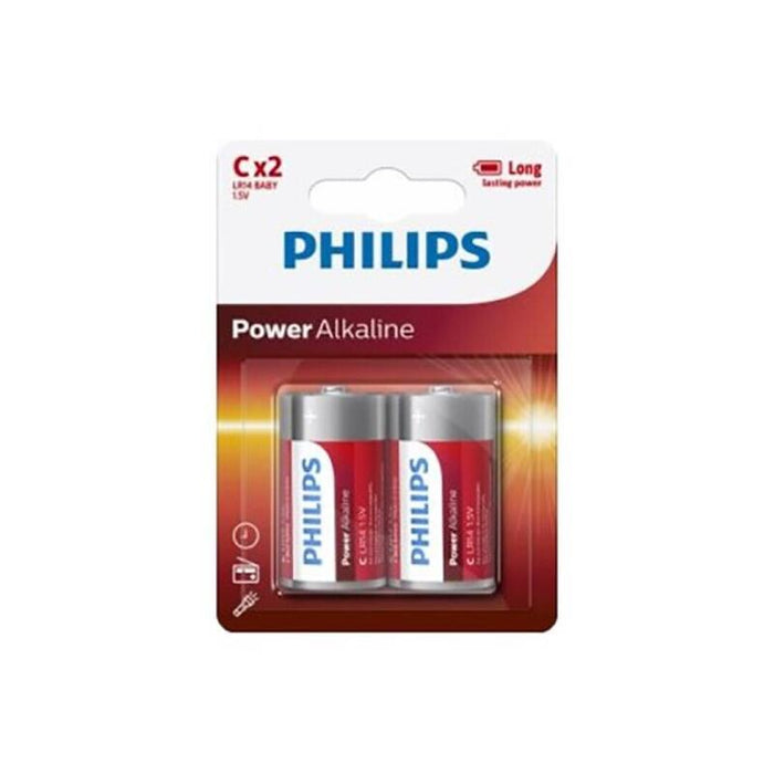 Pack De 12 Unidades Philips Power Alkaline Pila C Lr14 Blister*2
