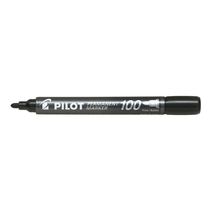 Pack De 12 Unidades Pilot Rotulador Permanente 100 - Punta Fina De Bala 4,5mm - Trazo 1mm - Color Negro