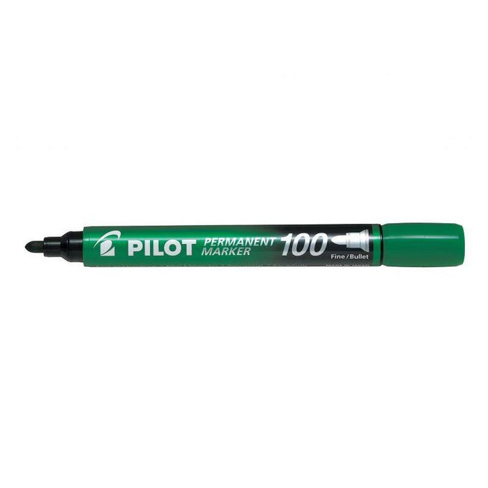 Pack De 12 Unidades Pilot Rotulador Permanente 100 - Punta Fina De Bala 4,5mm - Trazo 1mm - Color Verde
