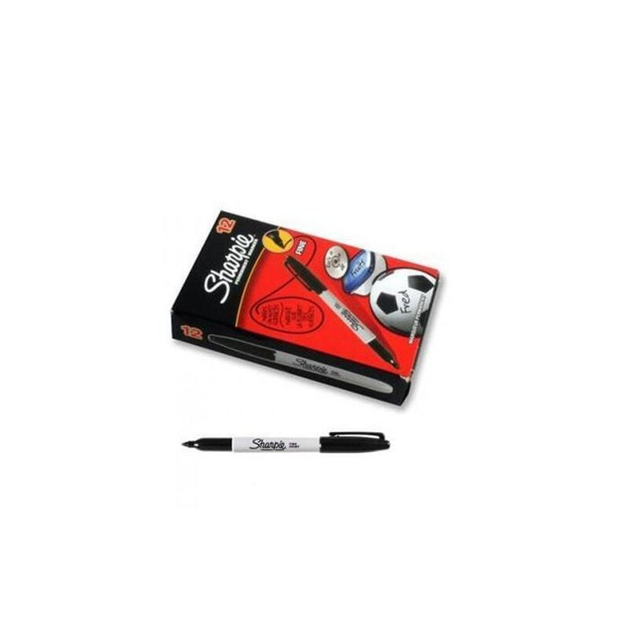 Pack De 12 Unidades Sharpie Marcador Permanente Fine Punta Redonda 0.9mm Negro