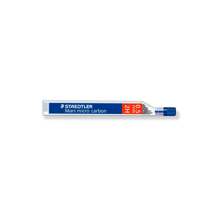 Pack De 12 Unidades Staedtler Mars Micro Carbon 250 Minas De Grafito - Dureza 2h - Trazo 0.5mm - Tubo De 12 Minas - Alta Resistencia
