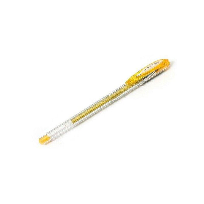 Pack De 12 Unidades Uni-Ball Signo Sparkling Boligrafo De Gel - Punta De Acero Inoxidable 1 Mm. - Trazo 0.65 Mm. Aprox. - Tinta Gel - Color Oro Efecto Purpurina - Caja De 12 Ud