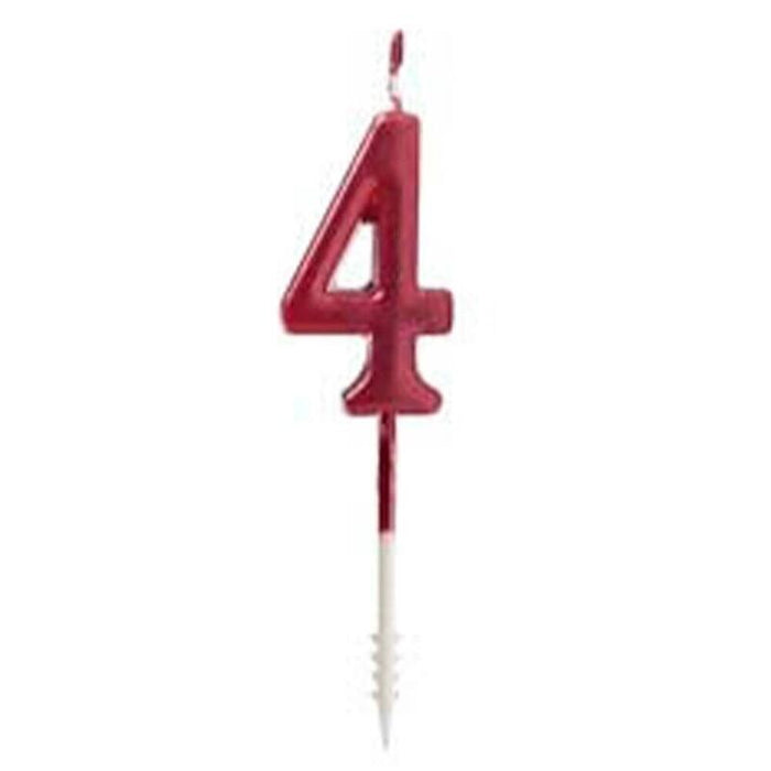 Pack De 12 Unidades - Vela Roja Brillante Nº 4