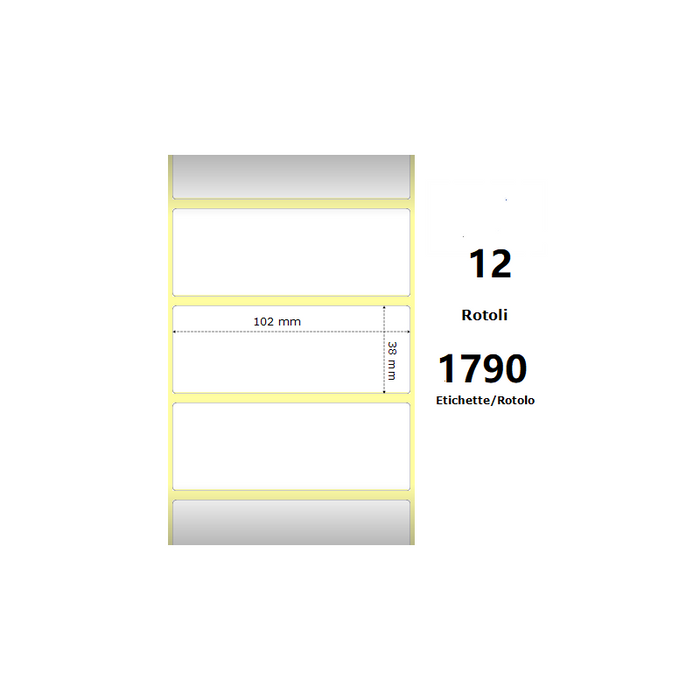 Pack De 12 Unidades White 102x38mm,1790 Et/Rotolo Z-1000d, 4x1.5x1core, 12 Rolls