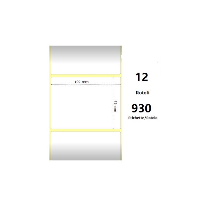Pack De 12 Unidades White 102x76mm 930 Et/Rotolo Z-2000d 4x3x1 Core 12 Rolls