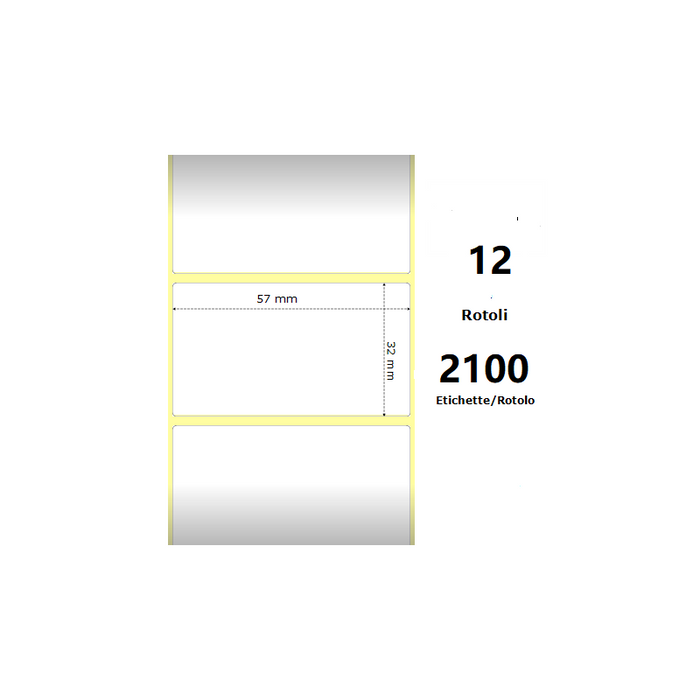 Pack De 12 Unidades White 57x32mm 2100et/Rotolo Z-2000d 2.2x1.3x1core 12 Rolls