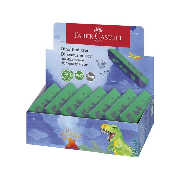 Pack De 15 Unidades Faber-Castell Dinosaurio Goma De Borrar Sin Pvc - Forma Triangular Ergonomica - Sin Residuos -
