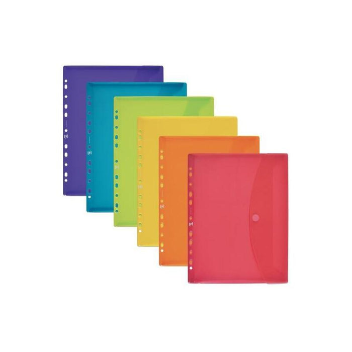 Pack De 15 Unidades Oxford Sobre Multitaladro Con Velcro A4 Plástico Flexible Translúcido C/Surtidos