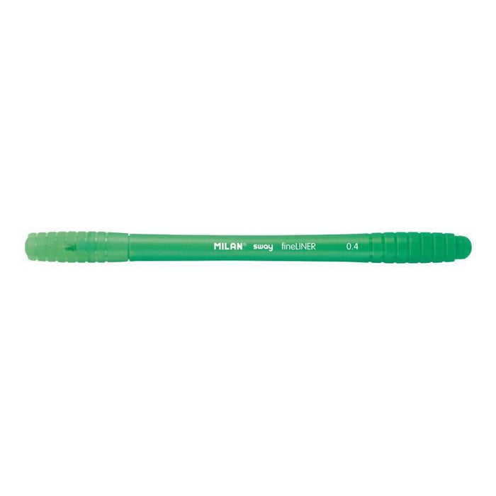 Pack De 16 Unidades Milan Sway Fineliner Rotulador - Punta Fina 0.4mm - Ergonomico - Tinta Al Agua - Verde