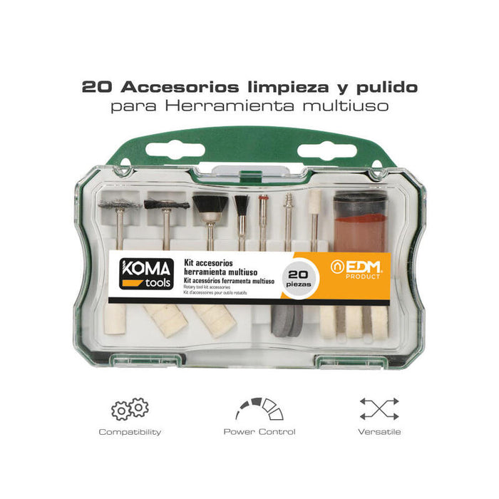 Pack De 2 Unidades - Accesorios Para Mini Herramienta Multiusos Rotativa Ref: 08709, Set 20 Piezas