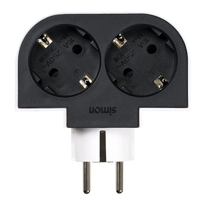Pack De 2 Unidades - Adaptador Giratorio Schuko 2 Tomas 16a 250 V~
