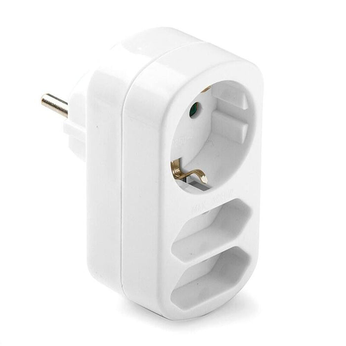 Pack De 2 Unidades - Adaptador Triple Mixto: 2 X 2p 10a Y Schuko 2p+T 16a 250 V, Blanco