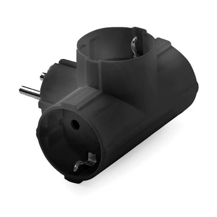 Pack De 2 Unidades - Adaptador Triple Schuko 2p+T, 16a 250 V, Negro
