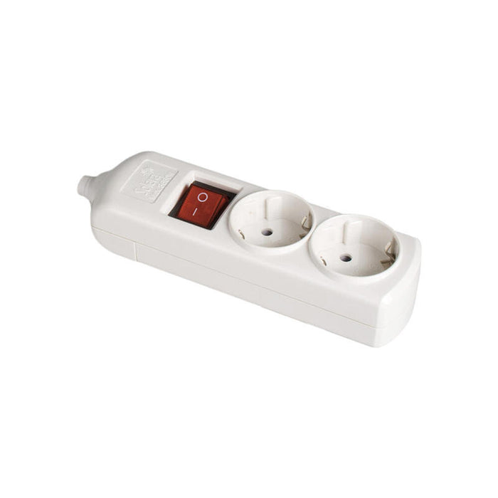 Pack De 2 Unidades - Base Bipolar 2 Tomas Con T/Tl 10/16 A 250 V Blanco + Interruptor Luminoso.