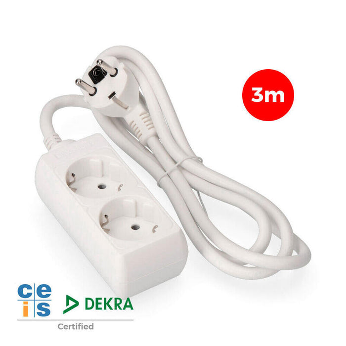 Pack De 2 Unidades - Base Multiple 2 Tomas Schuko 3m. 3x1,5mm Edm