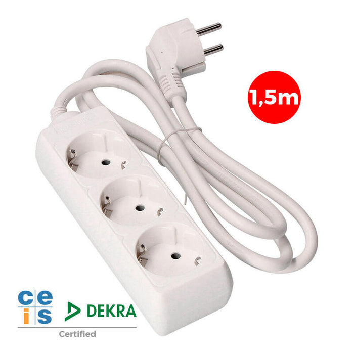 Pack De 2 Unidades - Base Multiple 3 Tomas Schuko 1,5m. 3x1,5mm Edm
