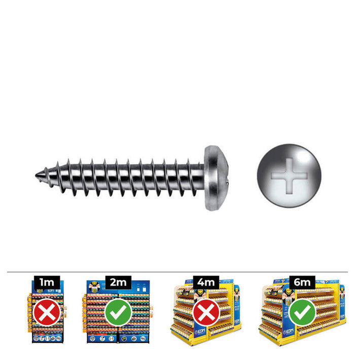 Pack De 2 Unidades - Caja 250 Unid. Tornillo Chapa Alomada Philips Din/Ref 7981 3,5x38mm Zincado Celo