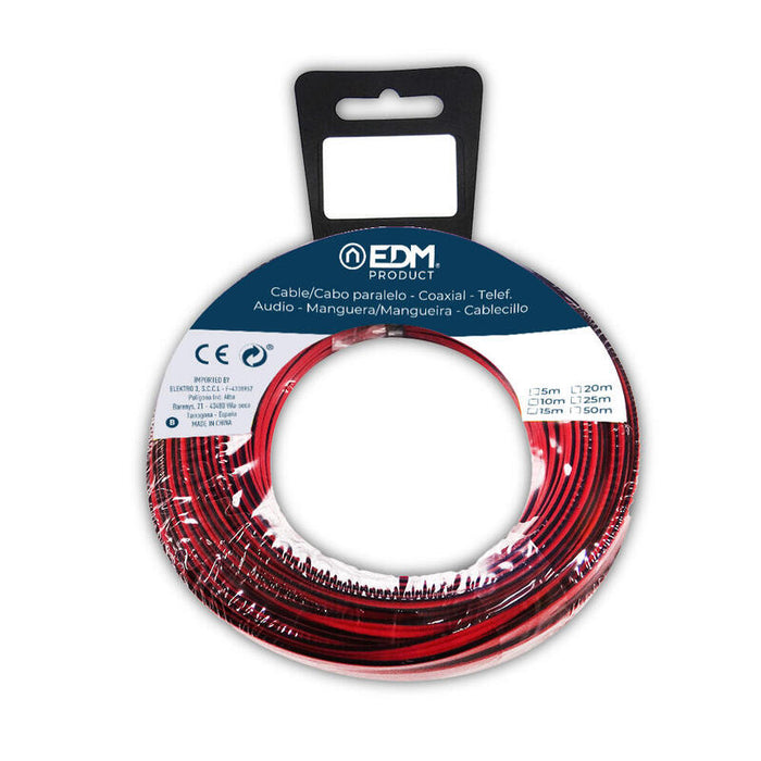 Pack De 2 Unidades - Carrete Cable Paralelo 2x0,75mm Rojo/Negro 10m (Audio)