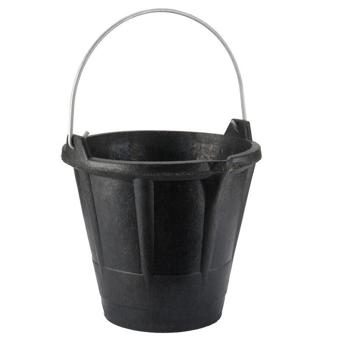 Pack De 2 Unidades - Cubo Industrial 12 L De Caucho Resistente Negro, Con Asa Metálica.