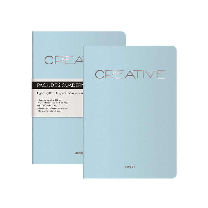 Pack De 2 Unidades Dohe Cuadernos De Cartulina De Colores - 300gr - Estampacion En Portada - Puntas Redondeadas - Lomo