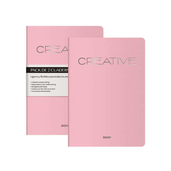 Pack De 2 Unidades Dohe Cuadernos De Cartulina De Colores - 300gr - Estampacion En Portada - Puntas Redondeadas - Lomo
