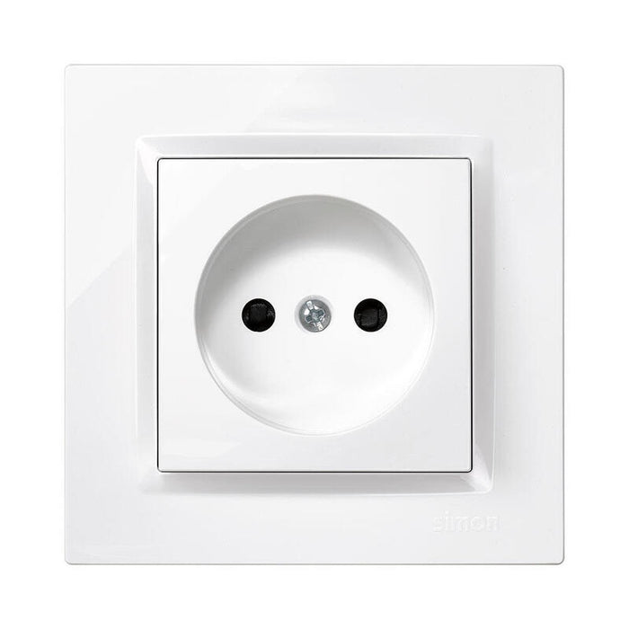 Pack De 2 Unidades - Enchufe Bipolar Blanco Con Marco