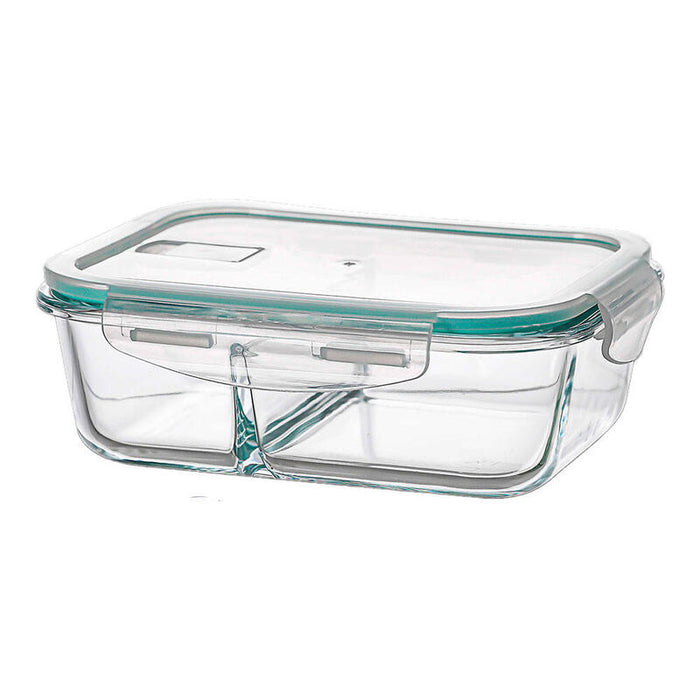 Pack De 2 Unidades - Fiambrera Borosilicato Dos Compartimientos Hermética 1040 Ml