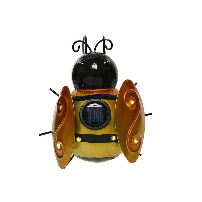 Pack De 2 Unidades - Figura Solar Metálica Con Forma De Abeja Colores Surtidos 14,5 X 13 X 5 Cm