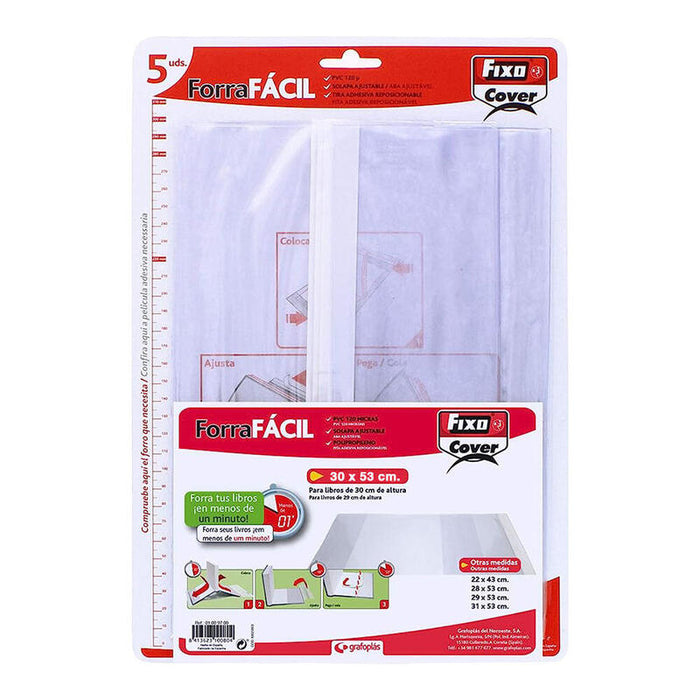 Pack De 2 Unidades - Forros Para Libros Ajustables De Pvc Transparente 300 X 530 Mm, 5 Uds