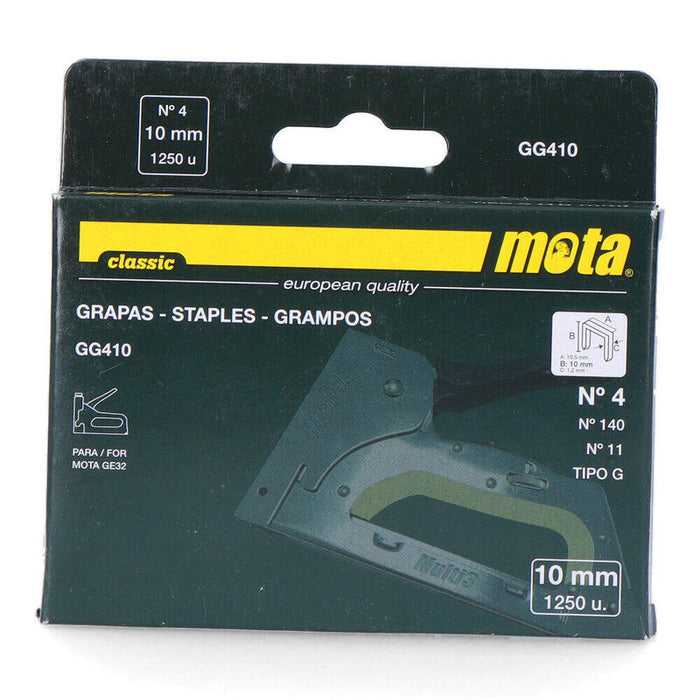 Pack De 2 Unidades - Grapas Nº 4 De 10mm 1000 Unid. Espesor 1,2mm Gg410 Mota