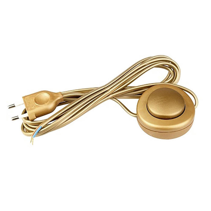 Pack De 2 Unidades - Interruptor Eléctrico De Pie Con Cable, 2,5 A 250 V, 3 M, Oro