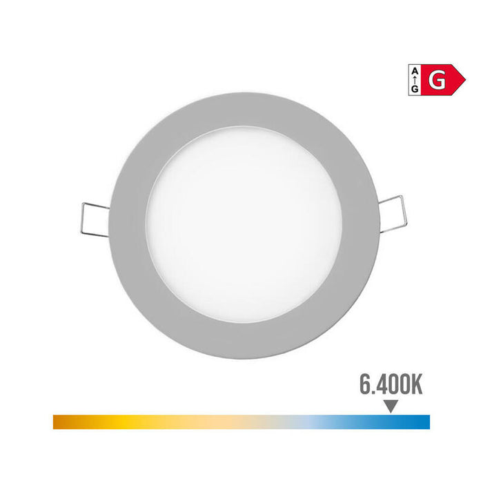 Pack De 2 Unidades - Mini Downlight Led Empotrable Redondo 6w 6400k Luz Fria. Color Cromo Ø11,7cm Edm