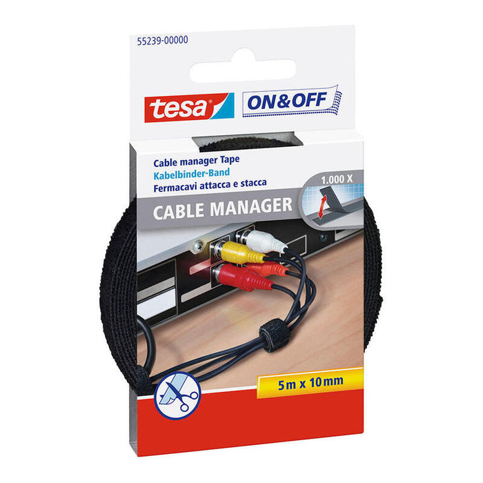 Pack De 2 Unidades - Organizador De Cables Cinta De Cierre Negro 10 Mm X 5 M
