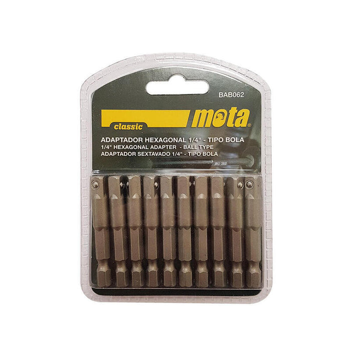 Pack De 2 Unidades - Pack 10 Adaptadores Hexagonal T. Bola 50mm 1/4" 10 Unid. Bab062 Mota