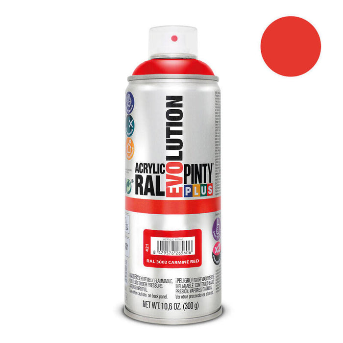 Pack De 2 Unidades - Pintura En Spray Pintyplus Evolution 520cc Ral 3002 Rojo Carmín