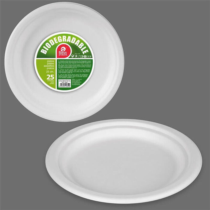 Pack De 2 Unidades - Platos De Cartón Redondos Blancos Ø25 Cm, 25 Uds