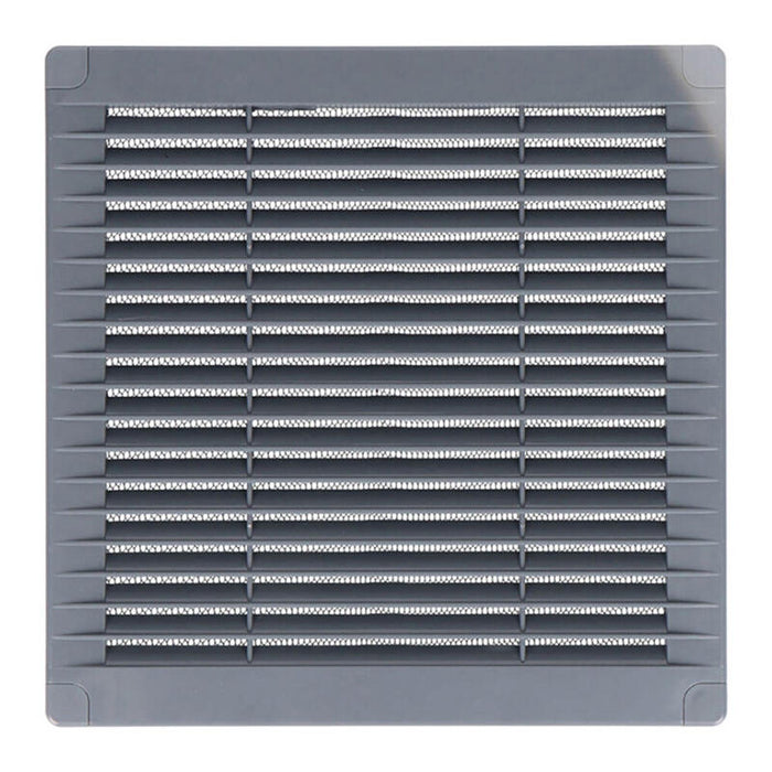 Pack De 2 Unidades - Rejilla Ventilación Cuadrada Con Tapones Y Mosquitera 100x100x7mm Abs Gris