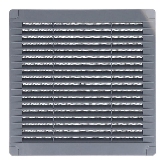Pack De 2 Unidades - Rejilla Ventilación Cuadrada Con Tapones Y Mosquitera 150x150x7mm Abs Gris