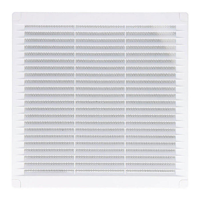 Pack De 2 Unidades - Rejilla Ventilación Cuadrada Con Tapones Y Mosquitera 200x200x7mm Abs Blanca