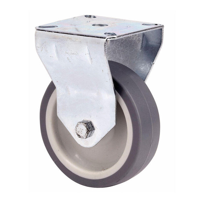 Pack De 2 Unidades - Rueda Fija De Goma Con Placa Y Eje Liso, Color Gris, Carga Máx. 60 Kg, Ø 8 Cm