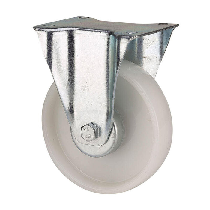 Pack De 2 Unidades - Rueda Fija De Poliamix Con Placa Y Eje Liso, Color Blanco, Carga Máx. 130 Kg, Ø 8 Cm
