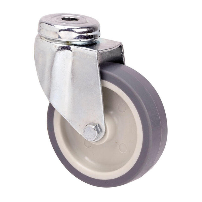 Pack De 2 Unidades - Rueda Giratoria De Goma Con Eje Liso Y Agujero, Color Gris, Carga Máx 50 Kg, Ø 6 Cm