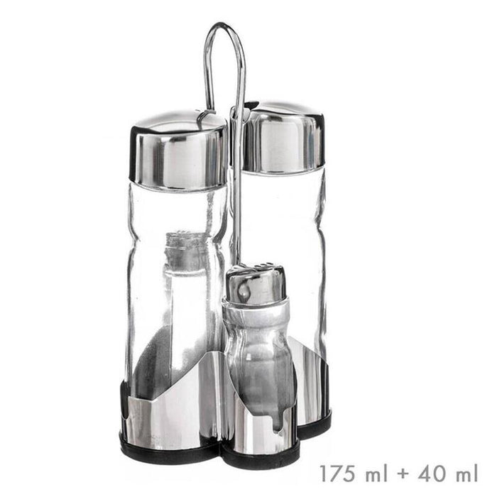Pack De 2 Unidades - Set Aceitera, Vinagrera, Salero Y Pimentero De Cristal + Tapón Inox
